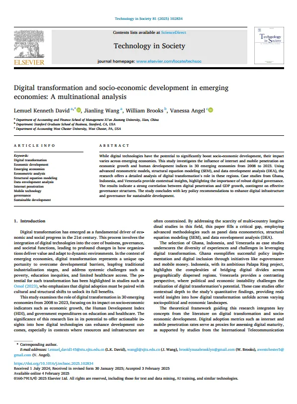 Digital transformation and socio economic development in emerging